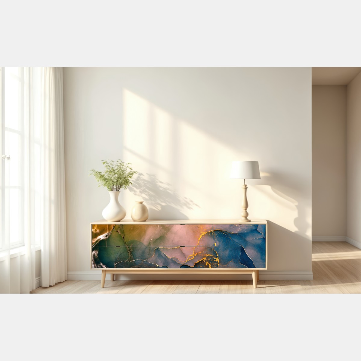 Repositionierbarer Aufkleber blaues und goldenes abstraktes marmormotiv – Wallnifity® Repositionierbarer Aufkleber blaues und goldenes abstraktes marmormotiv – Wallnifity®