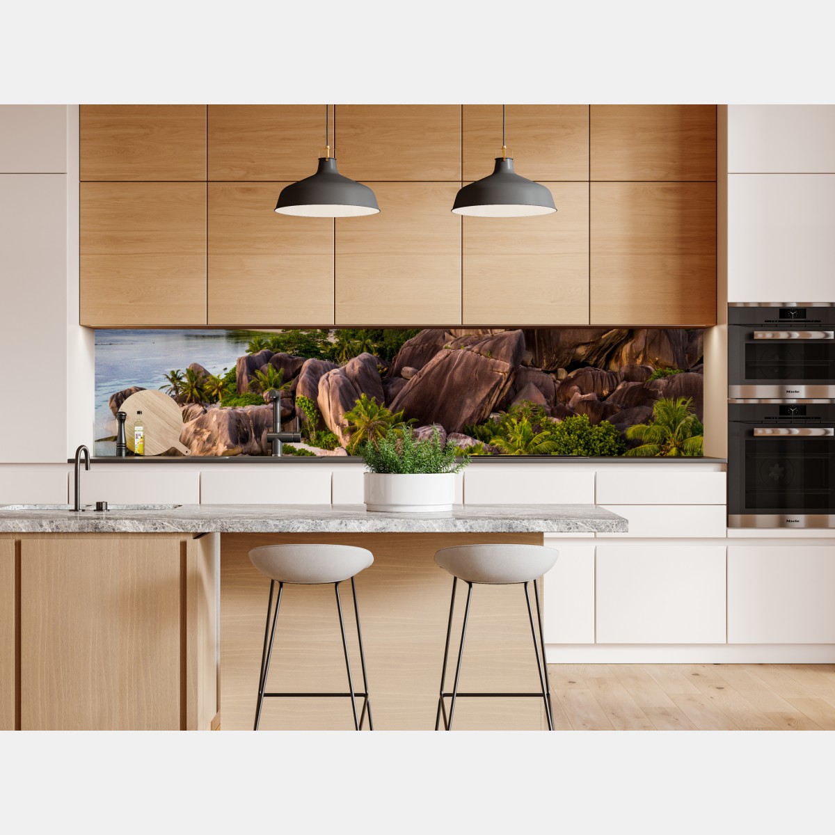 Repositionierbarer Aufkleber Anse d'Argent tropischer granitstrand – Wallnifity® Repositionierbarer Aufkleber Anse d'Argent tropischer granitstrand – Wallnifity®