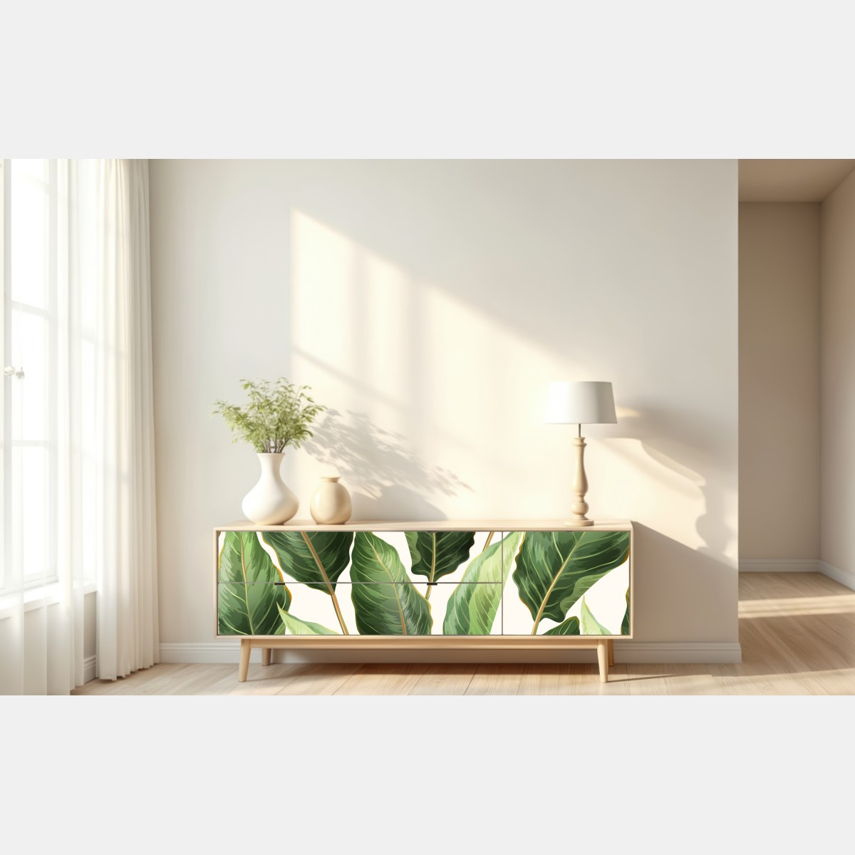Repositionierbarer Aufkleber tropisches bananenblattmuster – Wallnifity® Repositionierbarer Aufkleber tropisches bananenblattmuster – Wallnifity®
