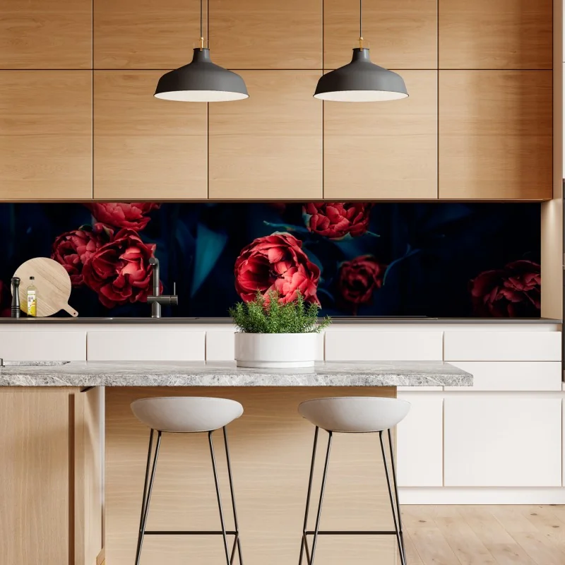 Repositionierbarer Aufkleber dunkler roter tulpenstrauß – Wallnifity® Repositionierbarer Aufkleber dunkler roter tulpenstrauß – Wallnifity®