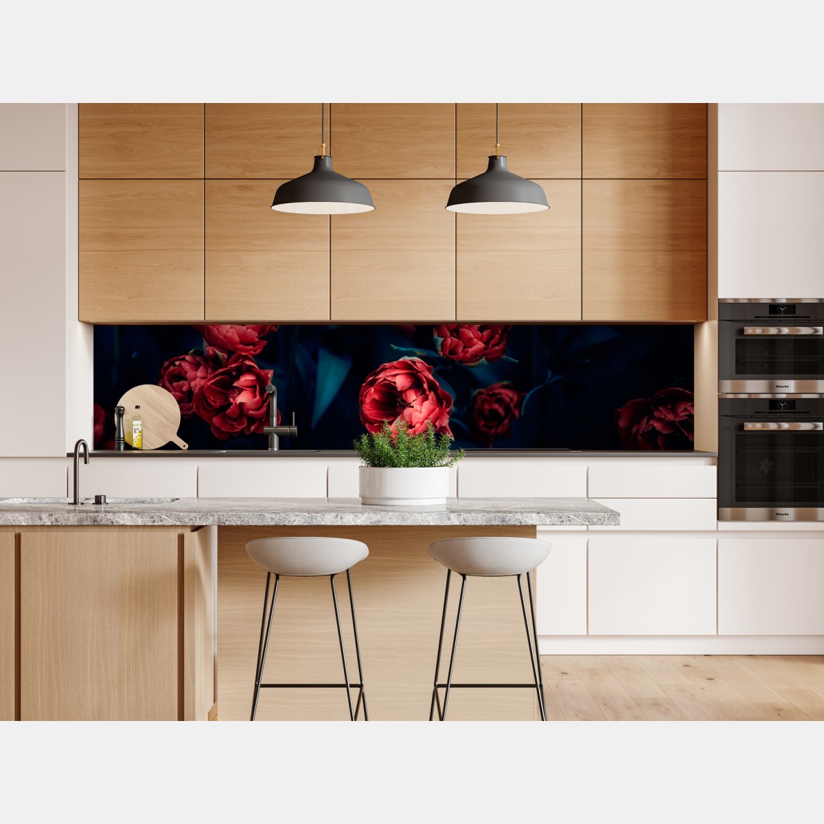 Repositionierbarer Aufkleber dunkler roter tulpenstrauß – Wallnifity® Repositionierbarer Aufkleber dunkler roter tulpenstrauß – Wallnifity®