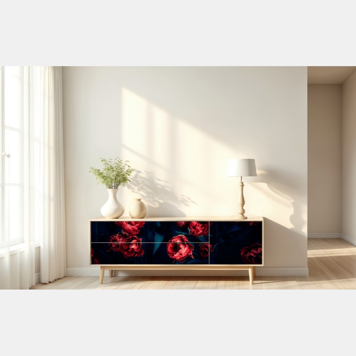 Repositionierbarer Aufkleber dunkler roter tulpenstrauß – Wallnifity® Repositionierbarer Aufkleber dunkler roter tulpenstrauß – Wallnifity®