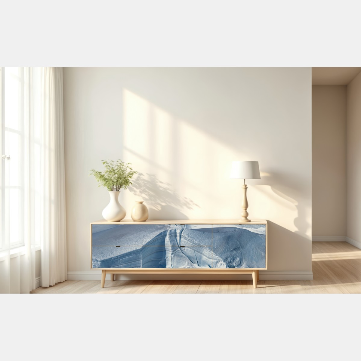 Repositionierbarer Aufkleber gletscherlandschaft mit tiefen spalten – Wallnifity® Repositionierbarer Aufkleber gletscherlandschaft mit tiefen spalten – Wallnifity®