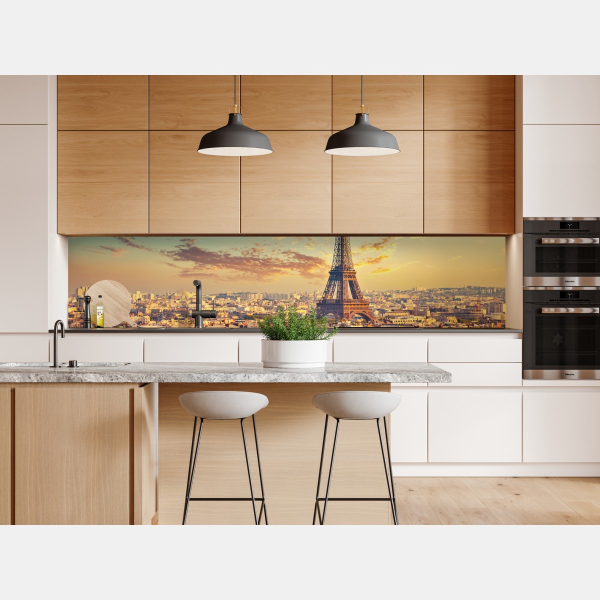 Repositionierbarer Aufkleber sonnenuntergang über Paris skyline mit eiffelturm – Wallnifity® Repositionierbarer Aufkleber sonnenuntergang über Paris skyline mit eiffelturm – Wallnifity®