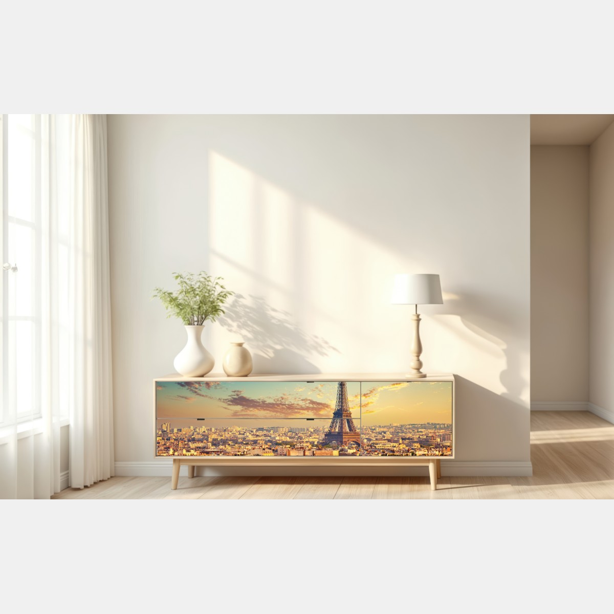 Repositionierbarer Aufkleber sonnenuntergang über Paris skyline mit eiffelturm – Wallnifity® Repositionierbarer Aufkleber sonnenuntergang über Paris skyline mit eiffelturm – Wallnifity®