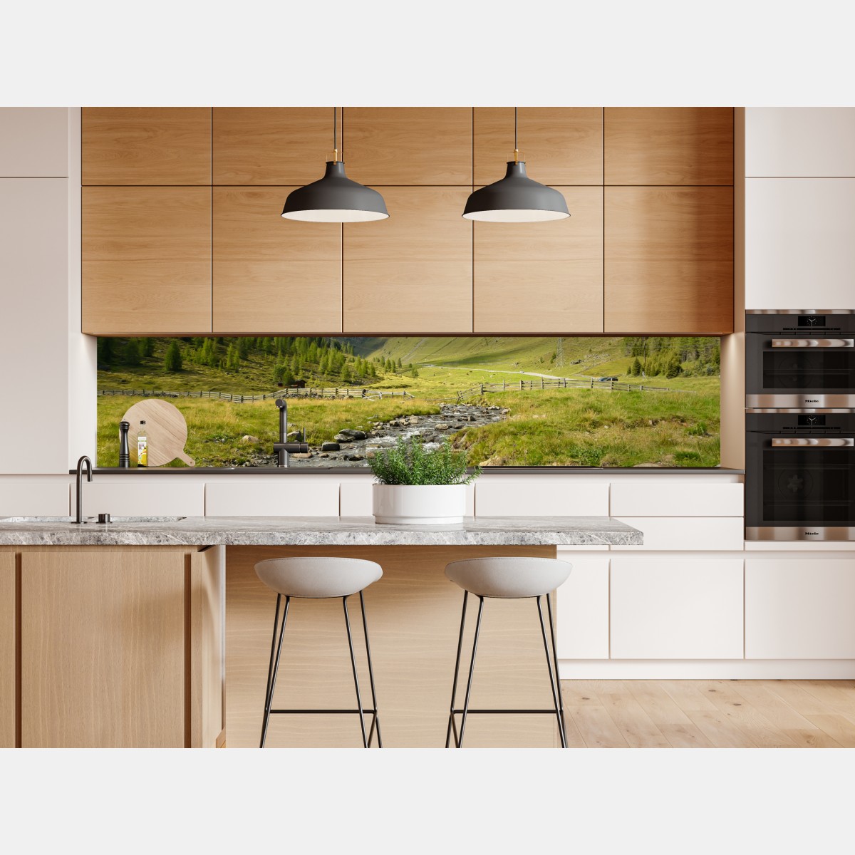 Repositionierbarer Aufkleber alpenbach im sonnigen tal – Wallnifity® Repositionierbarer Aufkleber alpenbach im sonnigen tal – Wallnifity®