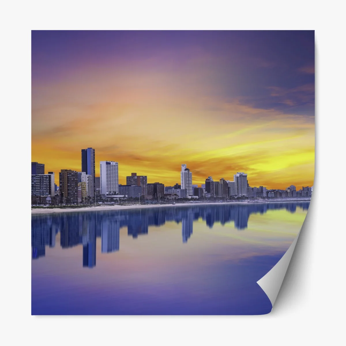 Repositionierbarer Aufkleber Durban dämmerung skyline am strand – Wallnifity® Repositionierbarer Aufkleber Durban dämmerung skyline am strand – Wallnifity®
