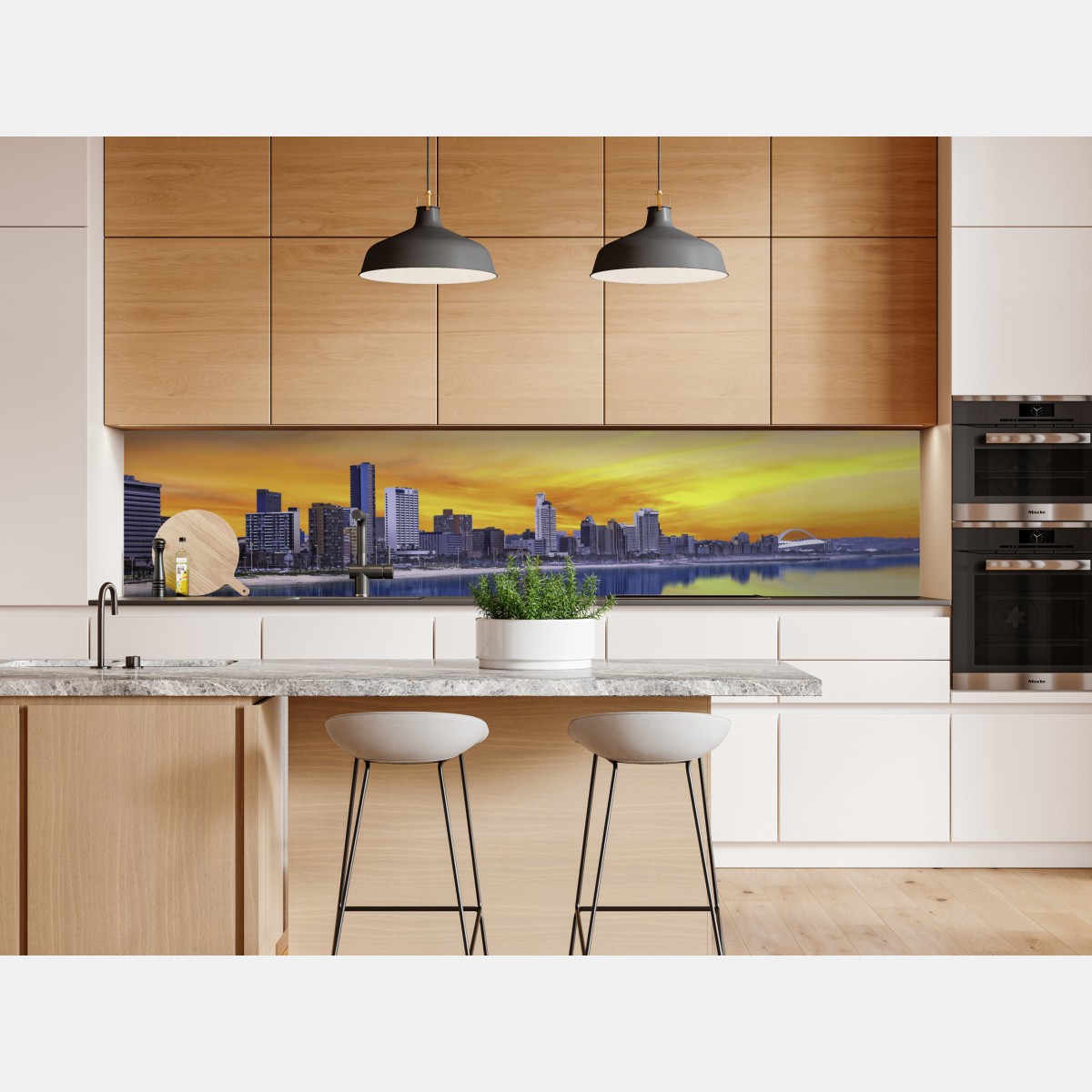 Repositionierbarer Aufkleber Durban dämmerung skyline am strand – Wallnifity® Repositionierbarer Aufkleber Durban dämmerung skyline am strand – Wallnifity®
