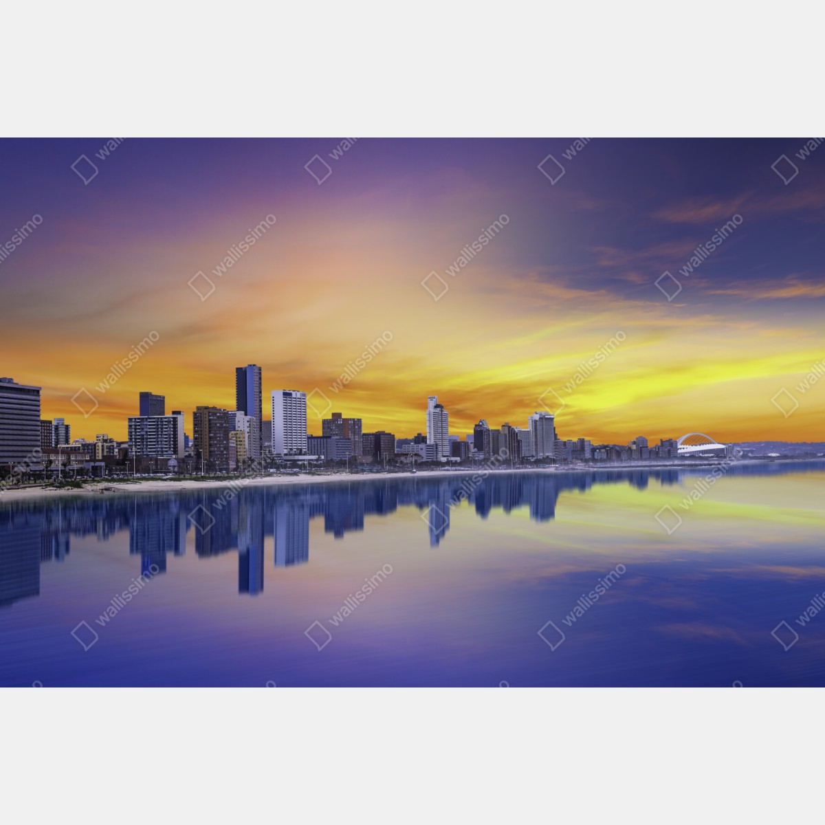 Repositionierbarer Aufkleber Durban dämmerung skyline am strand – Wallnifity® Repositionierbarer Aufkleber Durban dämmerung skyline am strand – Wallnifity®
