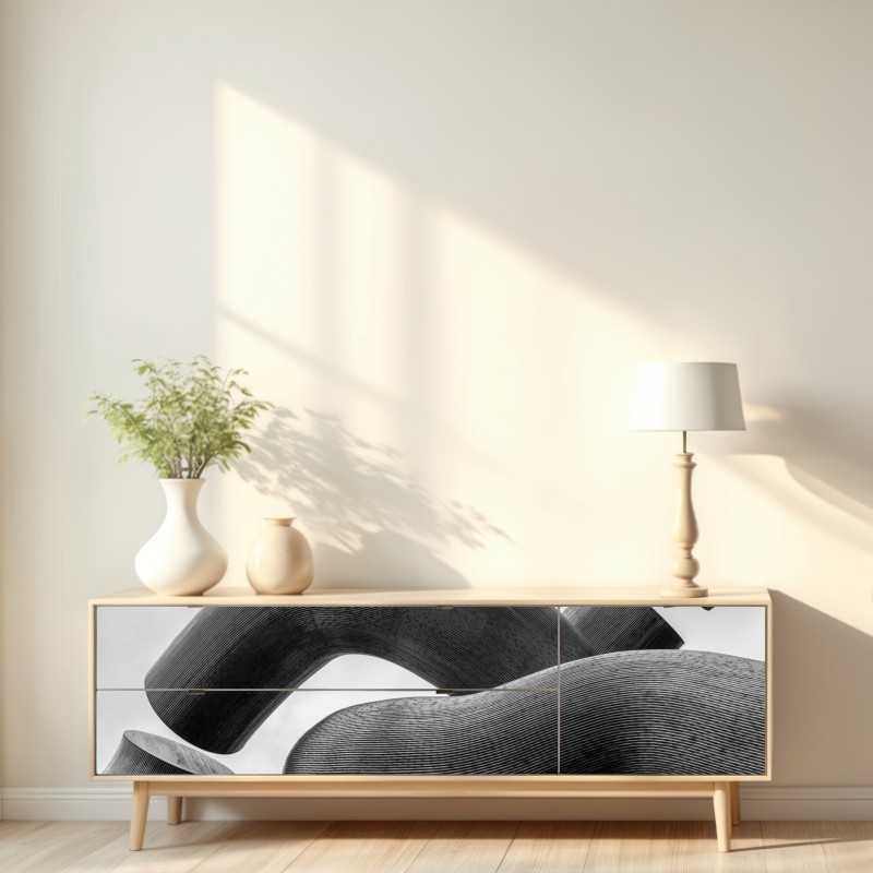 Repositionierbarer Aufkleber gekrümmte formen abstrakte skulptur in grau – Wallnifity® Repositionierbarer Aufkleber gekrümmte formen abstrakte skulptur in grau – Wallnifity®