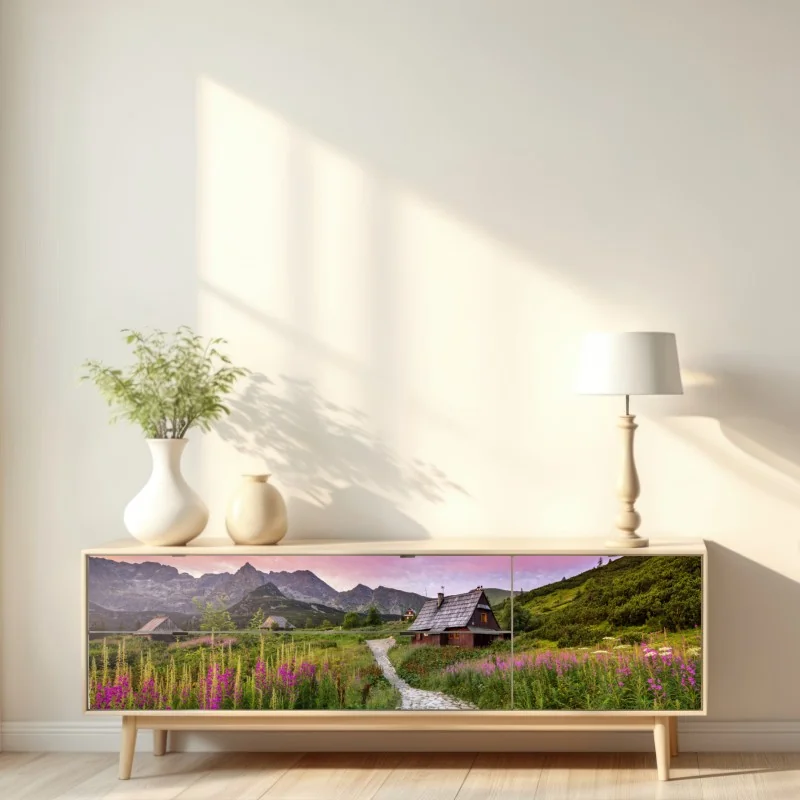 Repositionierbarer Aufkleber sonnenaufgang über Hala Gasienicowa – Wallnifity® Repositionierbarer Aufkleber sonnenaufgang über Hala Gasienicowa – Wallnifity®