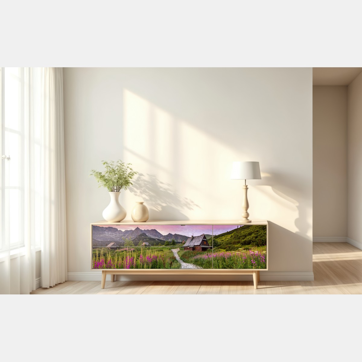 Repositionierbarer Aufkleber sonnenaufgang über Hala Gasienicowa – Wallnifity® Repositionierbarer Aufkleber sonnenaufgang über Hala Gasienicowa – Wallnifity®