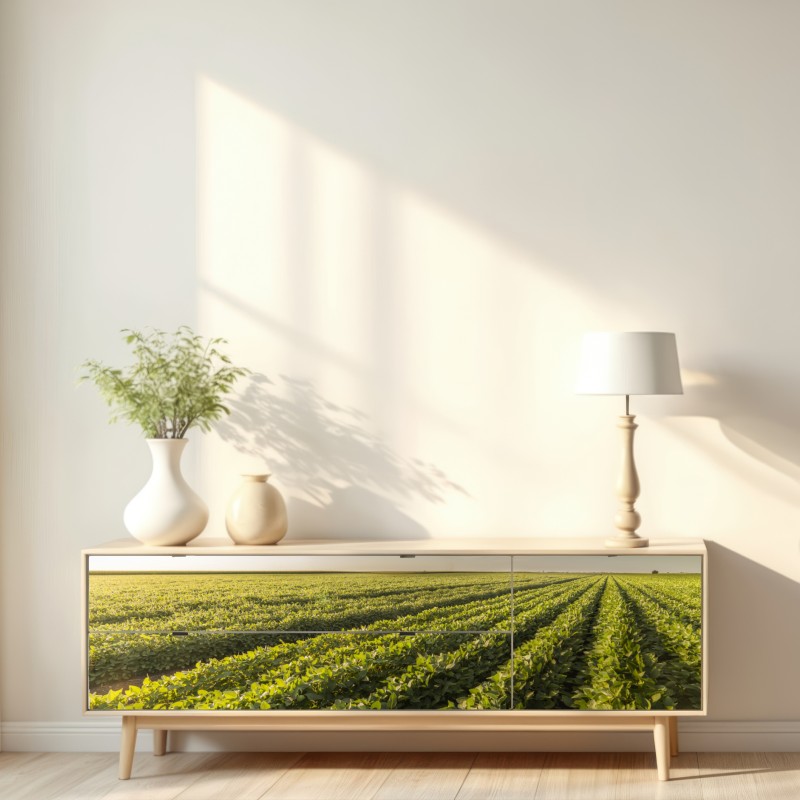 Repositionierbarer Aufkleber sonnenbeschienenes sojafeld bei sonnenuntergang – Wallnifity® Repositionierbarer Aufkleber sonnenbeschienenes sojafeld bei sonnenuntergang – Wallnifity®