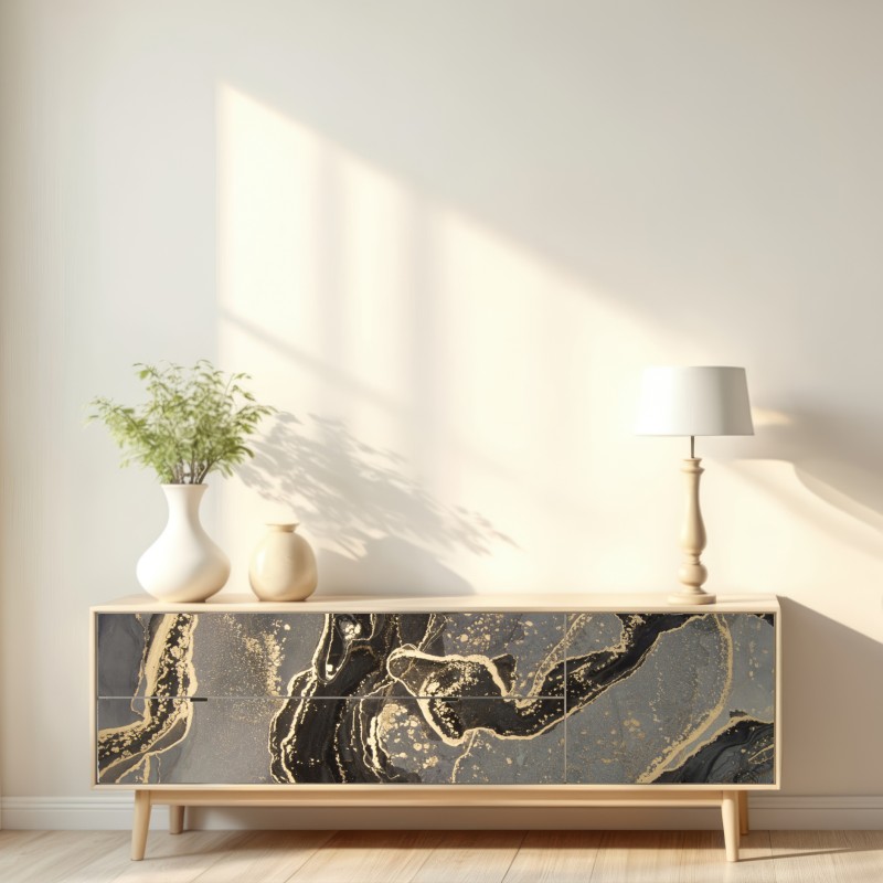 Repositionierbarer Aufkleber luxuriöser schwarz-goldener marmor abstrakt – Wallnifity® Repositionierbarer Aufkleber luxuriöser schwarz-goldener marmor abstrakt – Wallnifity®