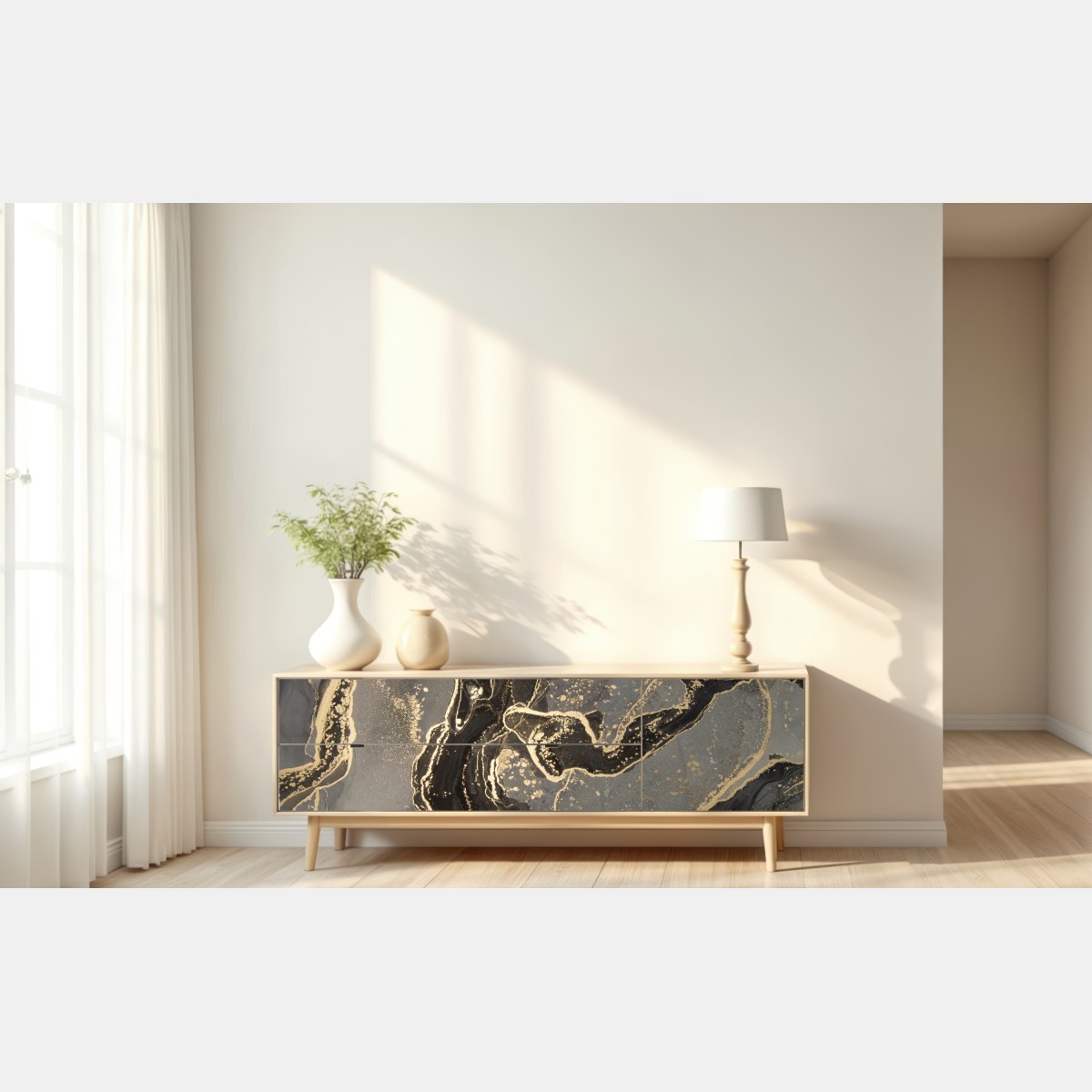 Repositionierbarer Aufkleber luxuriöser schwarz-goldener marmor abstrakt – Wallnifity® Repositionierbarer Aufkleber luxuriöser schwarz-goldener marmor abstrakt – Wallnifity®