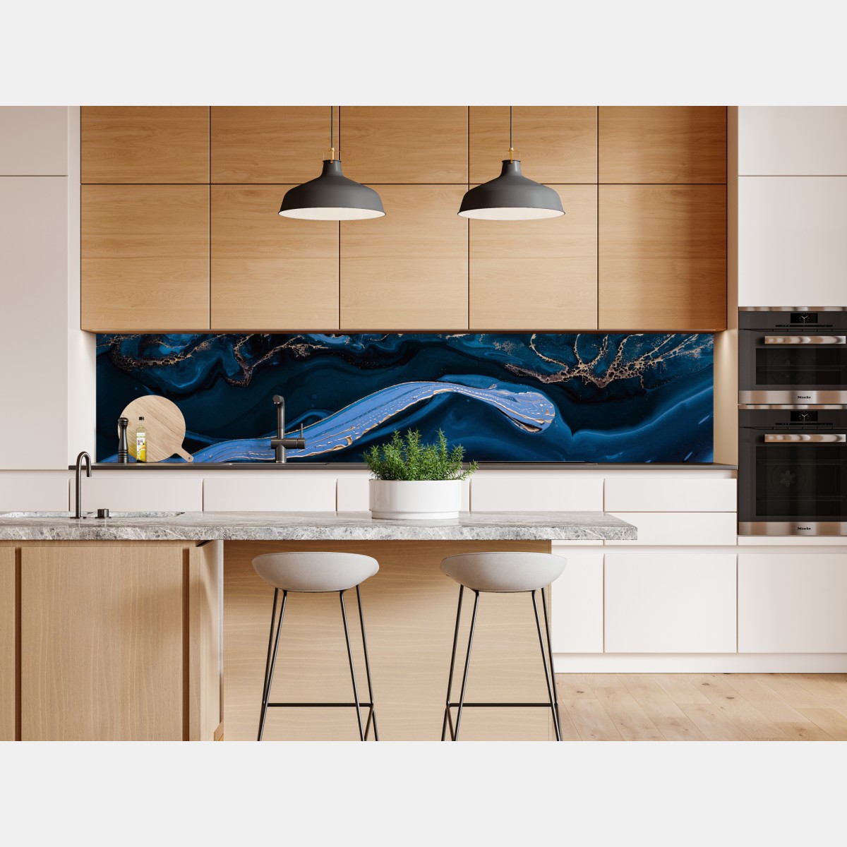 Repositionierbarer Aufkleber marineblaue und goldene abstraktion – Wallnifity® Repositionierbarer Aufkleber marineblaue und goldene abstraktion – Wallnifity®