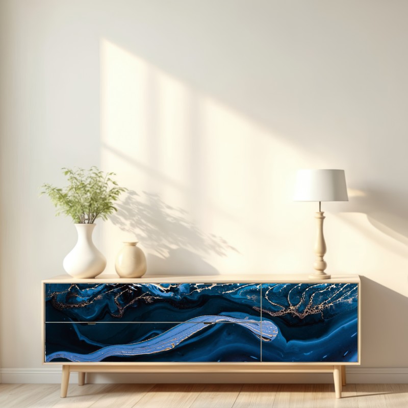 Repositionierbarer Aufkleber marineblaue und goldene abstraktion – Wallnifity® Repositionierbarer Aufkleber marineblaue und goldene abstraktion – Wallnifity®