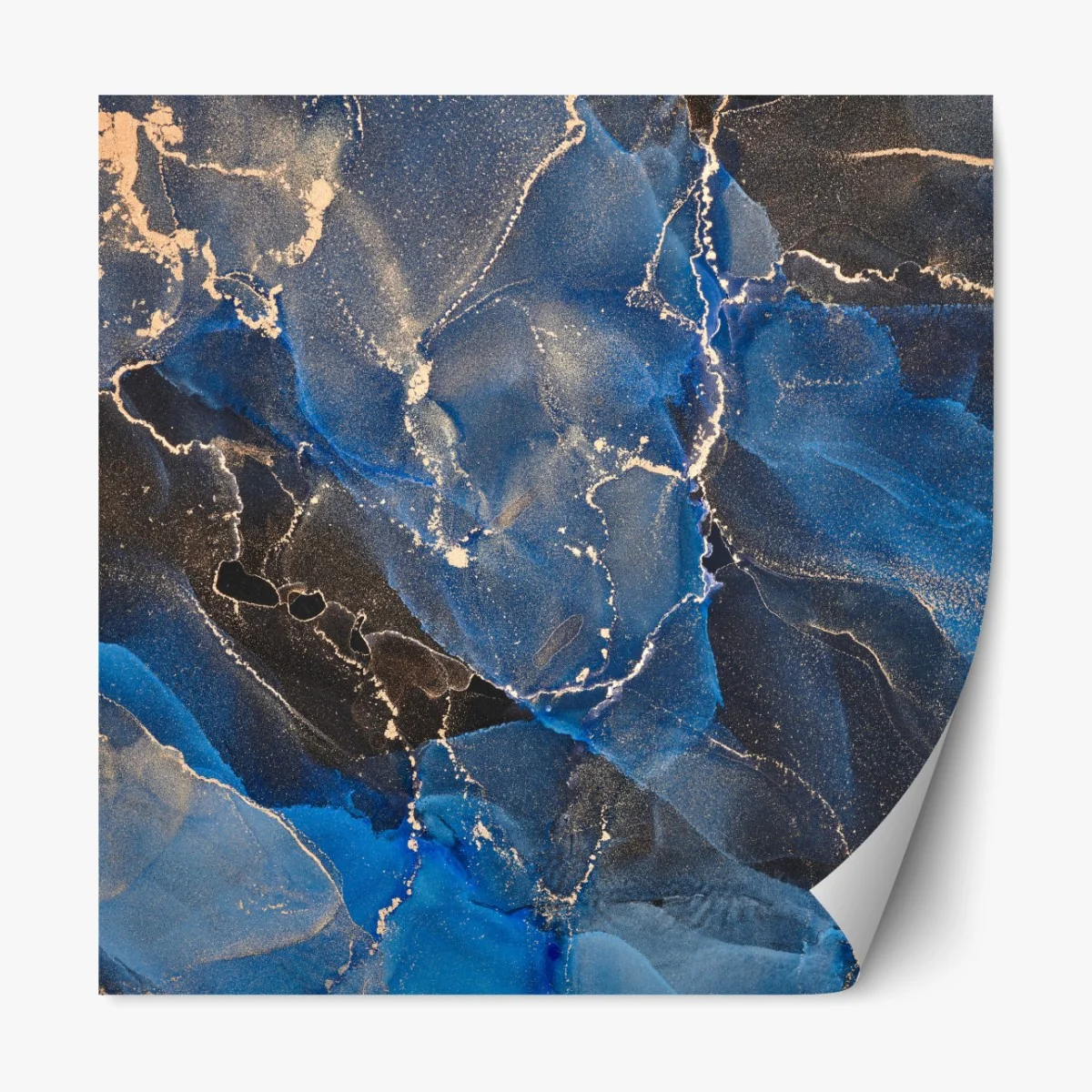 Repositionierbarer Aufkleber luxuriöse blaue und goldene abstrakte wellen – Wallnifity® Repositionierbarer Aufkleber luxuriöse blaue und goldene abstrakte wellen – Wallnifity®