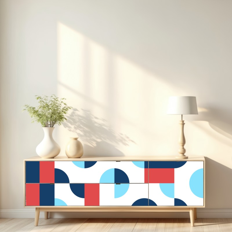 Repositionierbarer Aufkleber mutiges geometrisches muster in dunkelblau und koralle – Wallnifity® Repositionierbarer Aufkleber mutiges geometrisches muster in dunkelblau und koralle – Wallnifity®