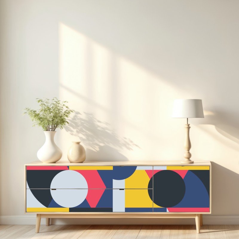 Repositionierbarer Aufkleber lebendige geometrische komposition – Wallnifity® Repositionierbarer Aufkleber lebendige geometrische komposition – Wallnifity®