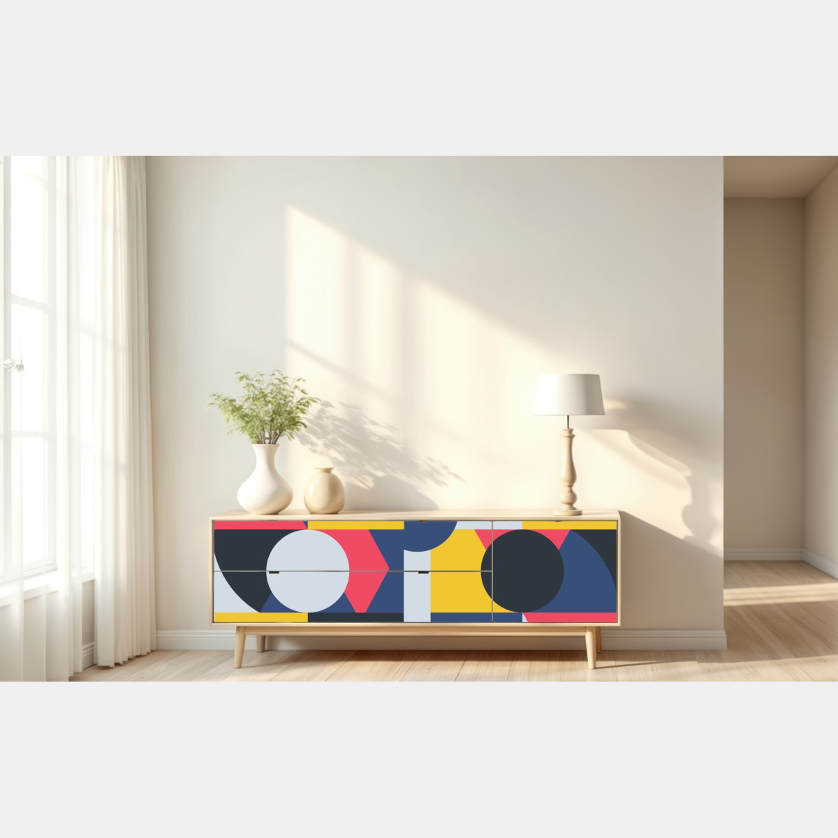 Repositionierbarer Aufkleber lebendige geometrische komposition – Wallnifity® Repositionierbarer Aufkleber lebendige geometrische komposition – Wallnifity®