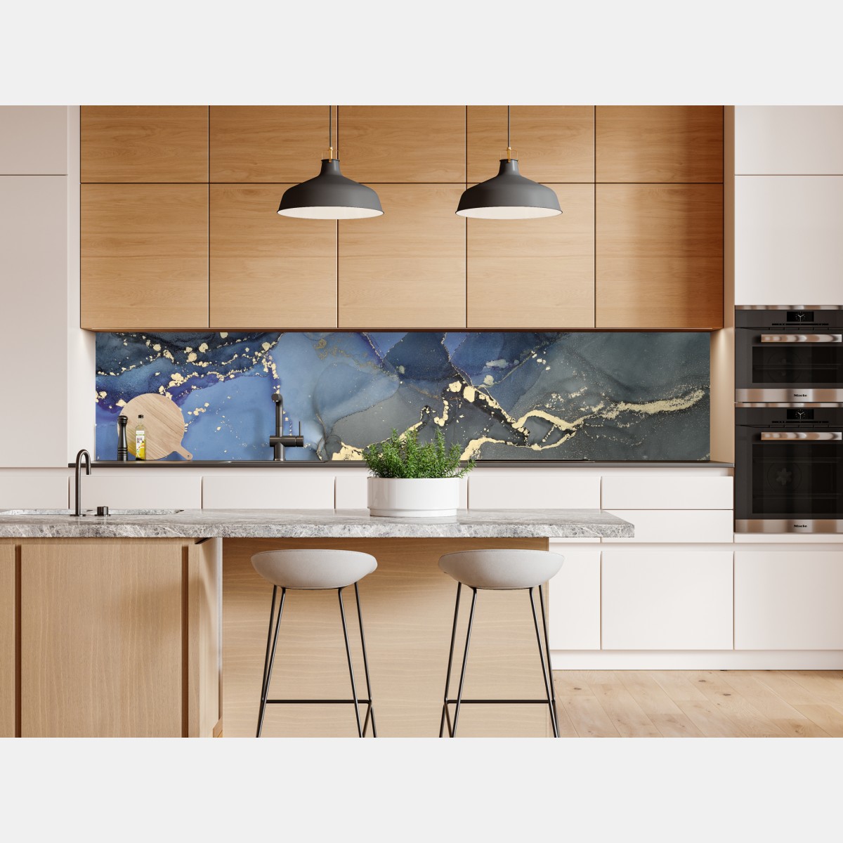 Repositionierbarer Aufkleber luxuriöse blau-goldene abstraktion – Wallnifity® Repositionierbarer Aufkleber luxuriöse blau-goldene abstraktion – Wallnifity®