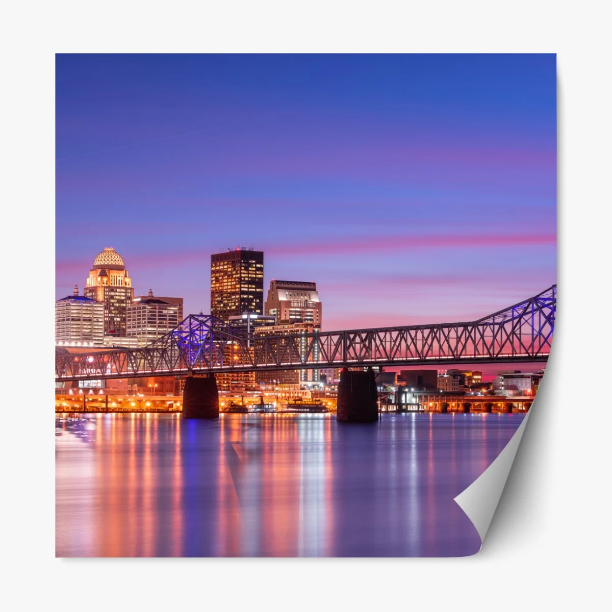 Repositionierbarer Aufkleber Louisville skyline bei dämmerung – Wallnifity® Repositionierbarer Aufkleber Louisville skyline bei dämmerung – Wallnifity®