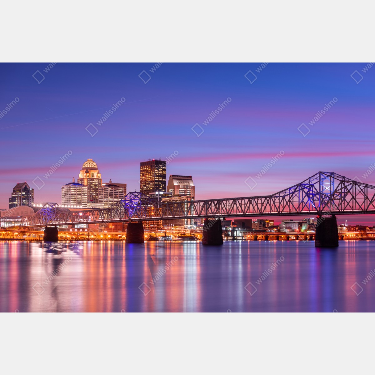 Repositionierbarer Aufkleber Louisville skyline bei dämmerung – Wallnifity® Repositionierbarer Aufkleber Louisville skyline bei dämmerung – Wallnifity®