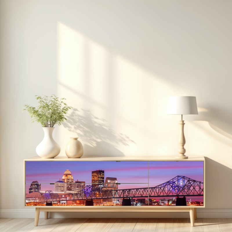 Repositionierbarer Aufkleber Louisville skyline bei dämmerung – Wallnifity® Repositionierbarer Aufkleber Louisville skyline bei dämmerung – Wallnifity®