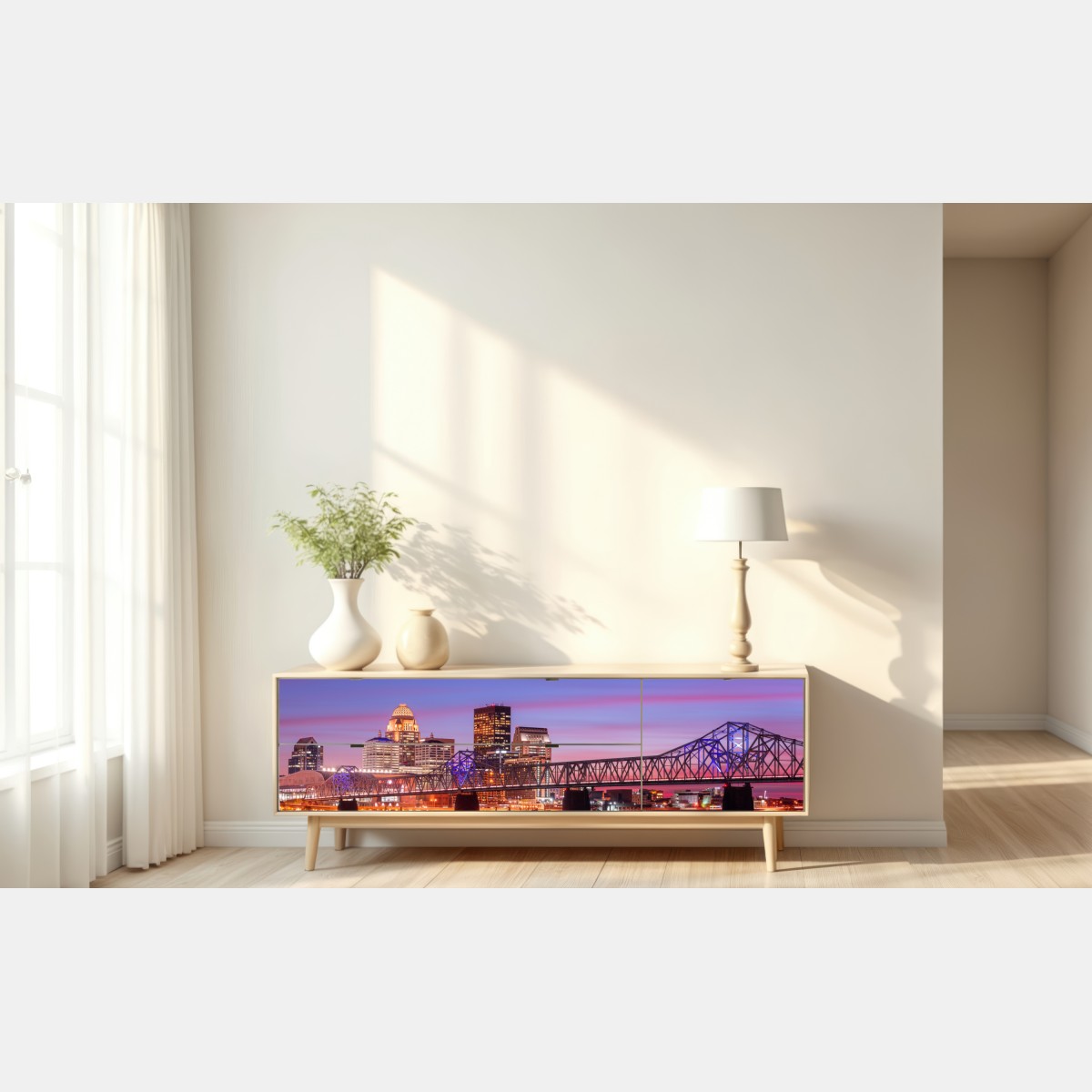 Repositionierbarer Aufkleber Louisville skyline bei dämmerung – Wallnifity® Repositionierbarer Aufkleber Louisville skyline bei dämmerung – Wallnifity®