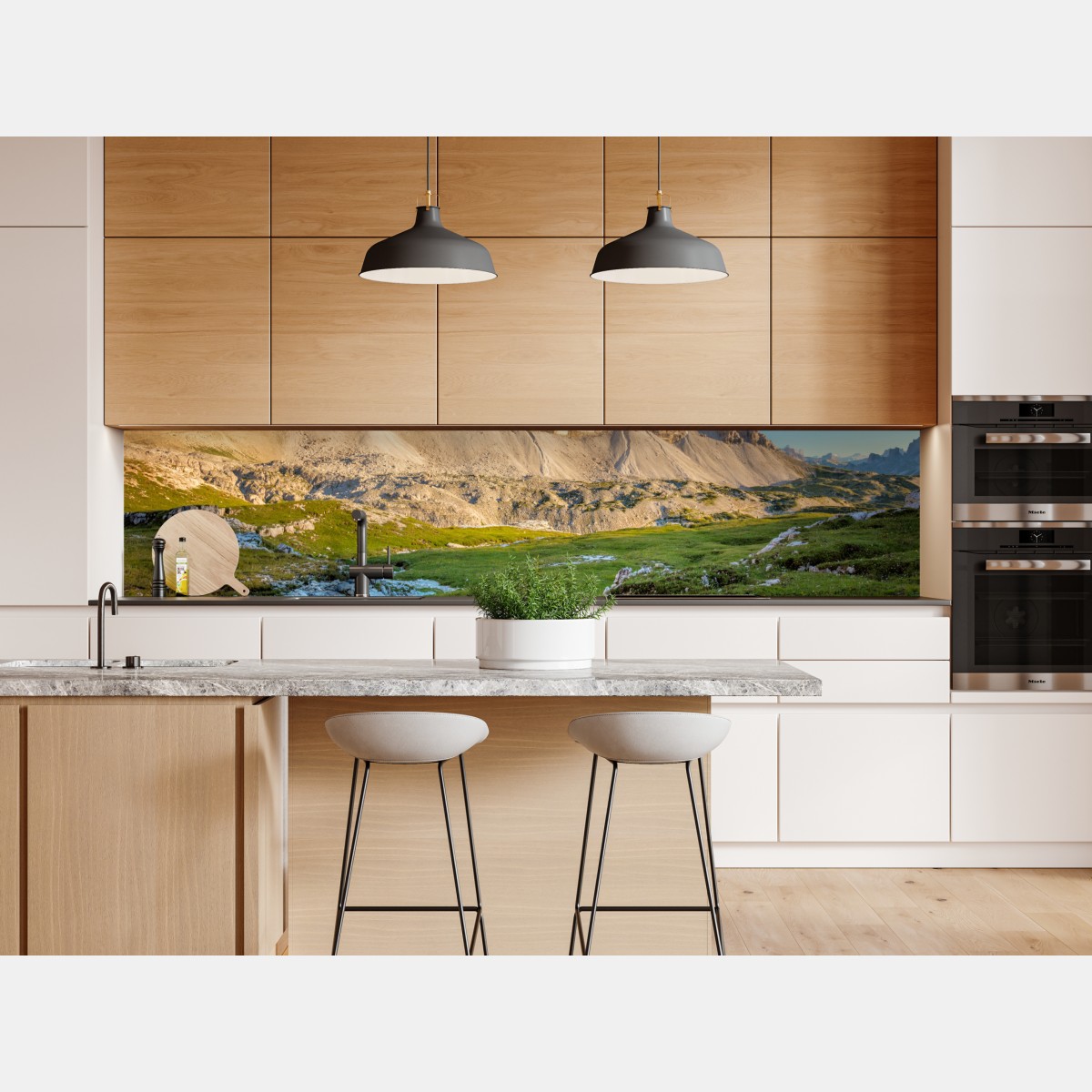 Repositionierbarer Aufkleber Tre Cime di Lavaredo über der alpenwiese – Wallnifity® Repositionierbarer Aufkleber Tre Cime di Lavaredo über der alpenwiese – Wallnifity®
