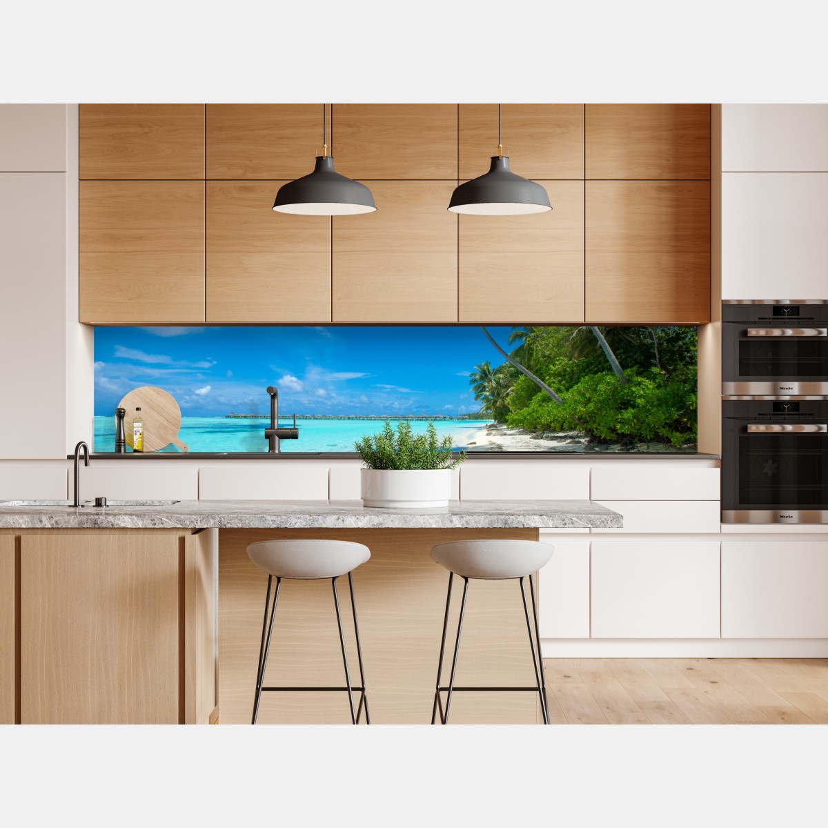 Repositionierbarer Aufkleber tropischer strand auf den Malediven – Wallnifity® Repositionierbarer Aufkleber tropischer strand auf den Malediven – Wallnifity®