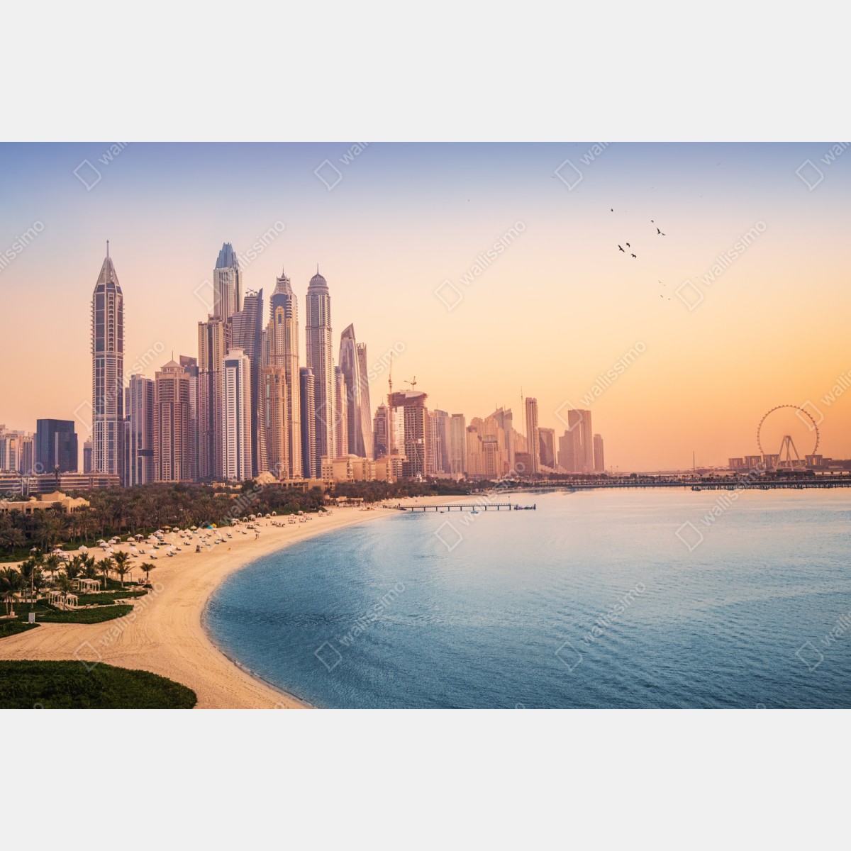 Repositionierbarer Aufkleber Dubai skyline bei sonnenuntergang – Wallnifity® Repositionierbarer Aufkleber Dubai skyline bei sonnenuntergang – Wallnifity®