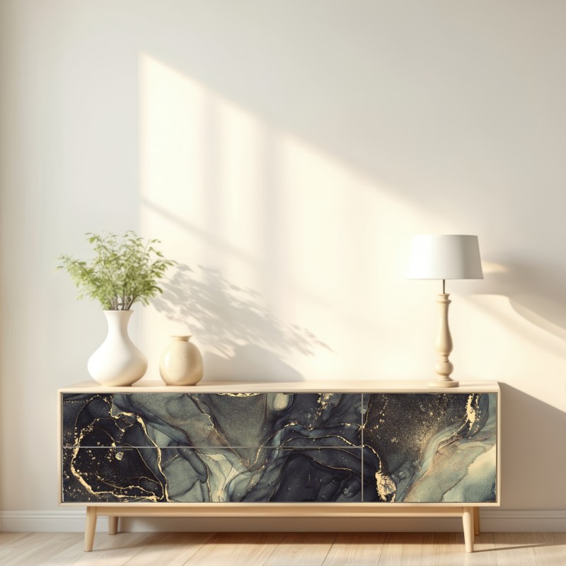 Repositionierbarer Aufkleber luxuriöse abstrakte alkoholtinten-kunst mit goldenen adern – Wallnifity® Repositionierbarer Aufkleber luxuriöse abstrakte alkoholtinten-kunst mit goldenen adern – Wallnifity®