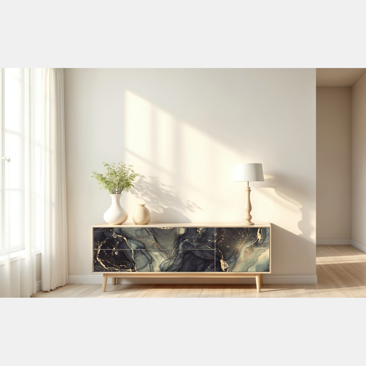 Repositionierbarer Aufkleber luxuriöse abstrakte alkoholtinten-kunst mit goldenen adern – Wallnifity® Repositionierbarer Aufkleber luxuriöse abstrakte alkoholtinten-kunst mit goldenen adern – Wallnifity®