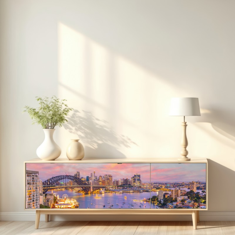 Repositionierbarer Aufkleber sonnenuntergang über Sydney – Wallnifity® Repositionierbarer Aufkleber sonnenuntergang über Sydney – Wallnifity®