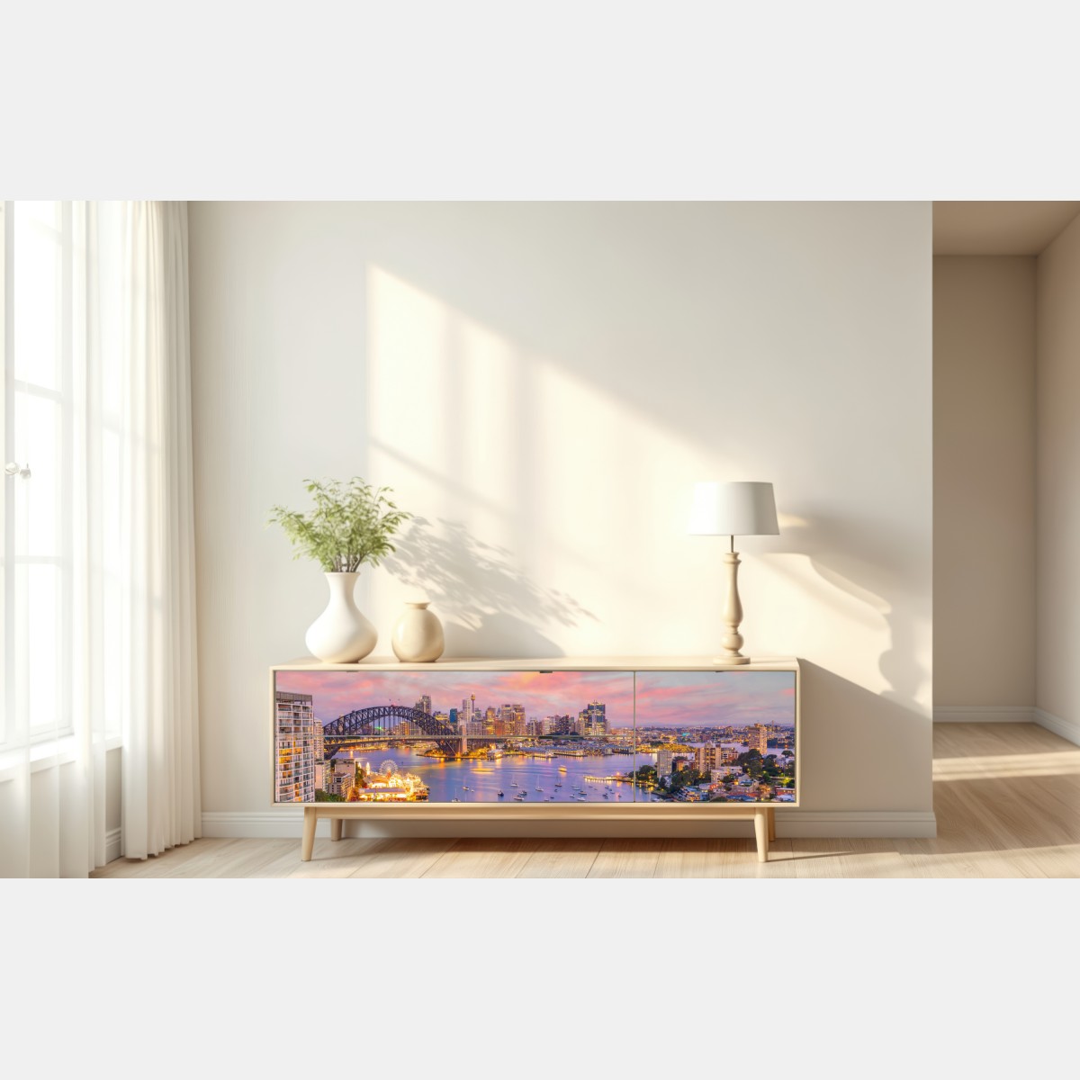 Repositionierbarer Aufkleber sonnenuntergang über Sydney – Wallnifity® Repositionierbarer Aufkleber sonnenuntergang über Sydney – Wallnifity®