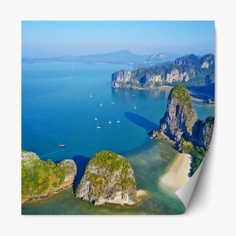Repositionierbarer Aufkleber sonnige griechische gasse mit bougainvillea – Wallnifity®