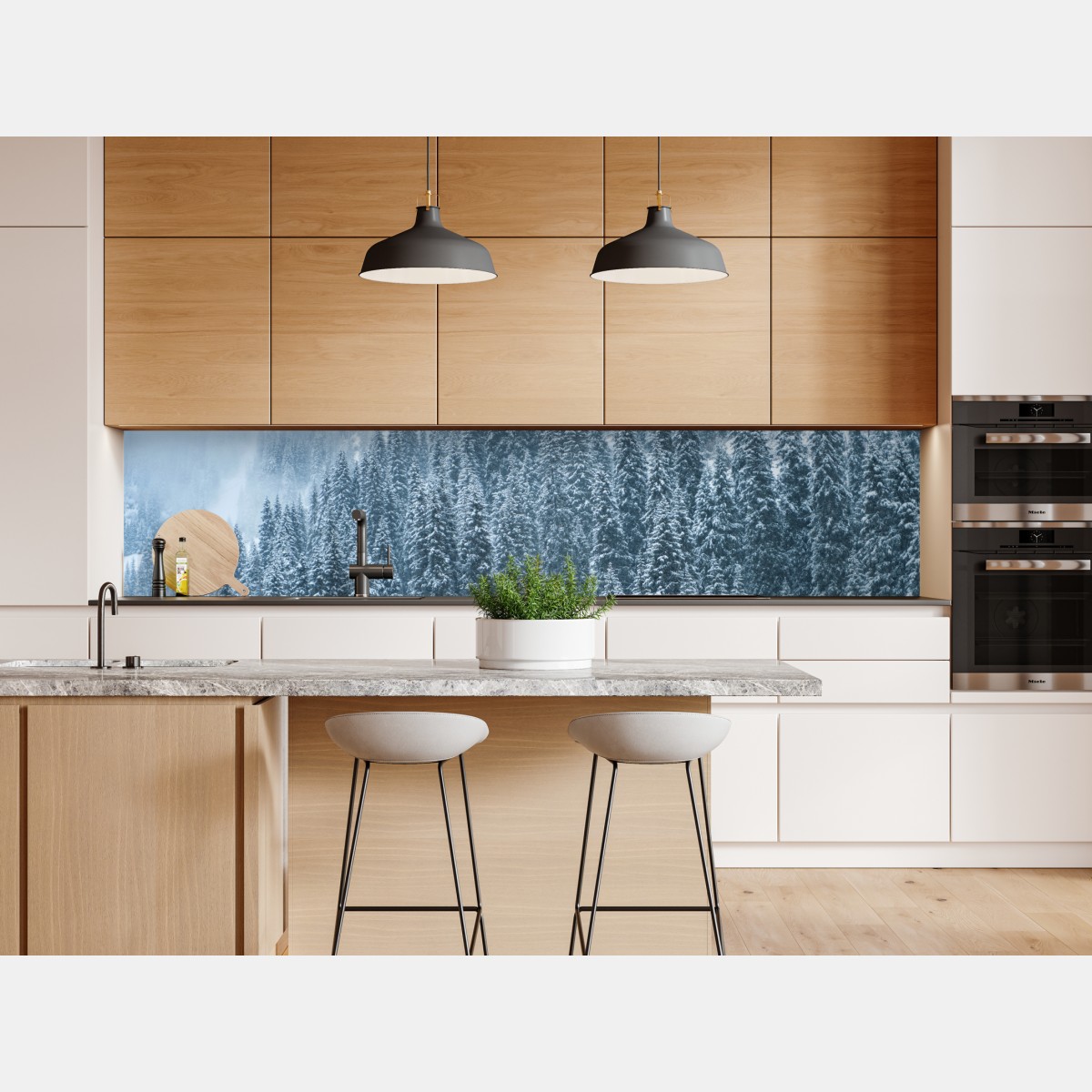 Repositionierbarer Aufkleber nebeliger schneebedeckter kiefernwald – Wallnifity® Repositionierbarer Aufkleber nebeliger schneebedeckter kiefernwald – Wallnifity®