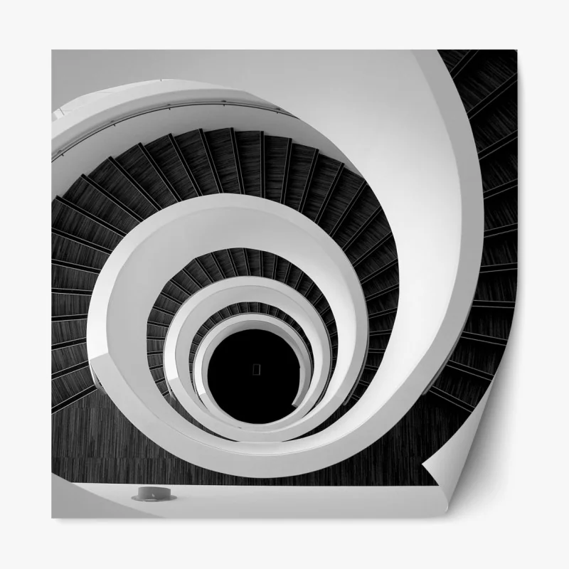 Repositionierbarer Aufkleber spiraltreppe in monochrom