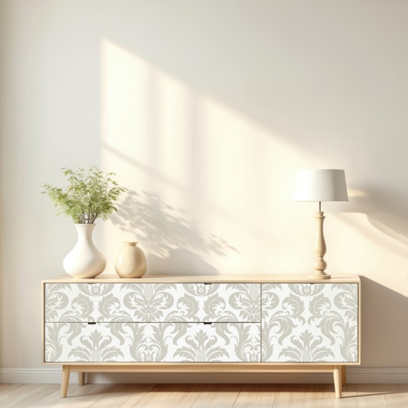 Repositionierbarer Aufkleber elegantes beiges damastmuster – Wallnifity® Repositionierbarer Aufkleber elegantes beiges damastmuster – Wallnifity®