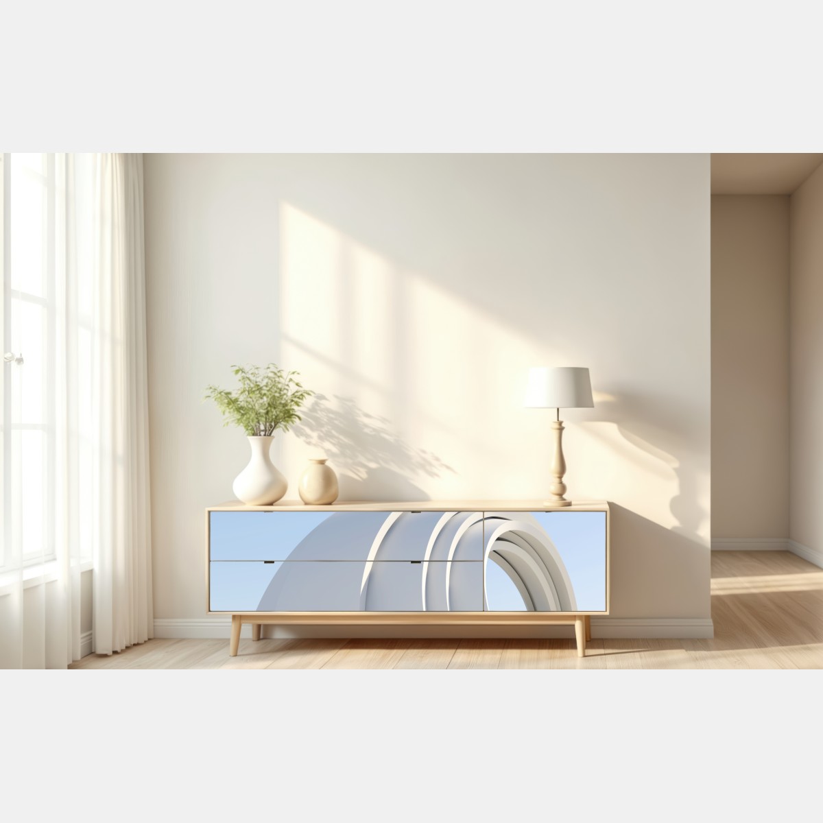 Repositionierbarer Aufkleber minimalistische bogenskulptur – Wallnifity® Repositionierbarer Aufkleber minimalistische bogenskulptur – Wallnifity®