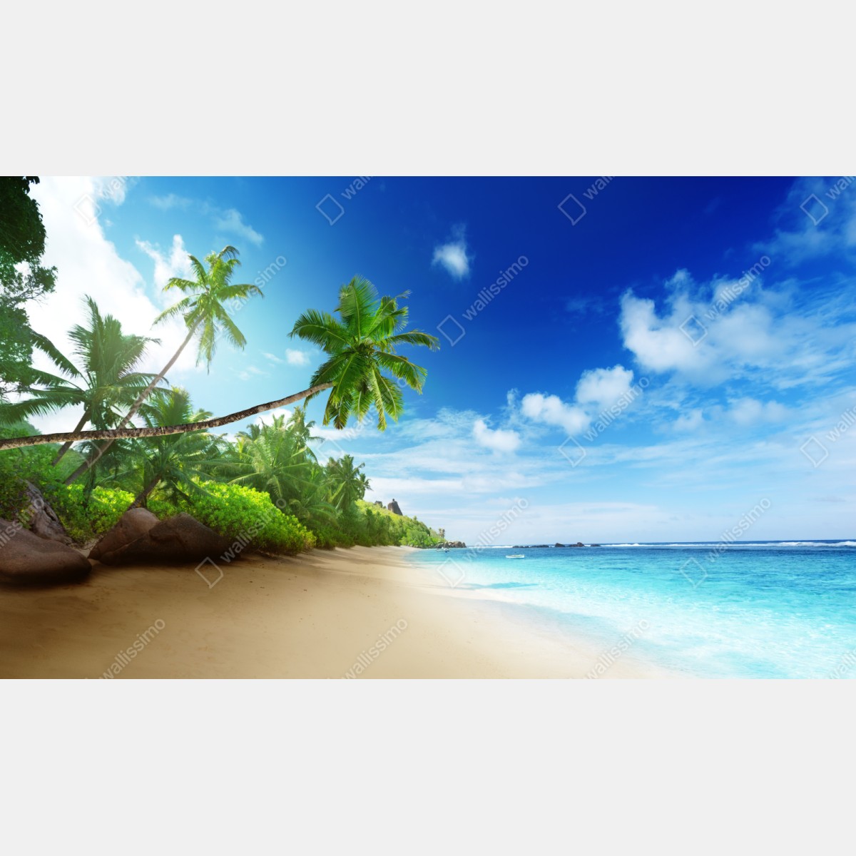 Repositionierbarer Aufkleber sonnenuntergang am strand von Mahe, Seychellen – Wallnifity® Repositionierbarer Aufkleber sonnenuntergang am strand von Mahe, Seychellen – Wallnifity®