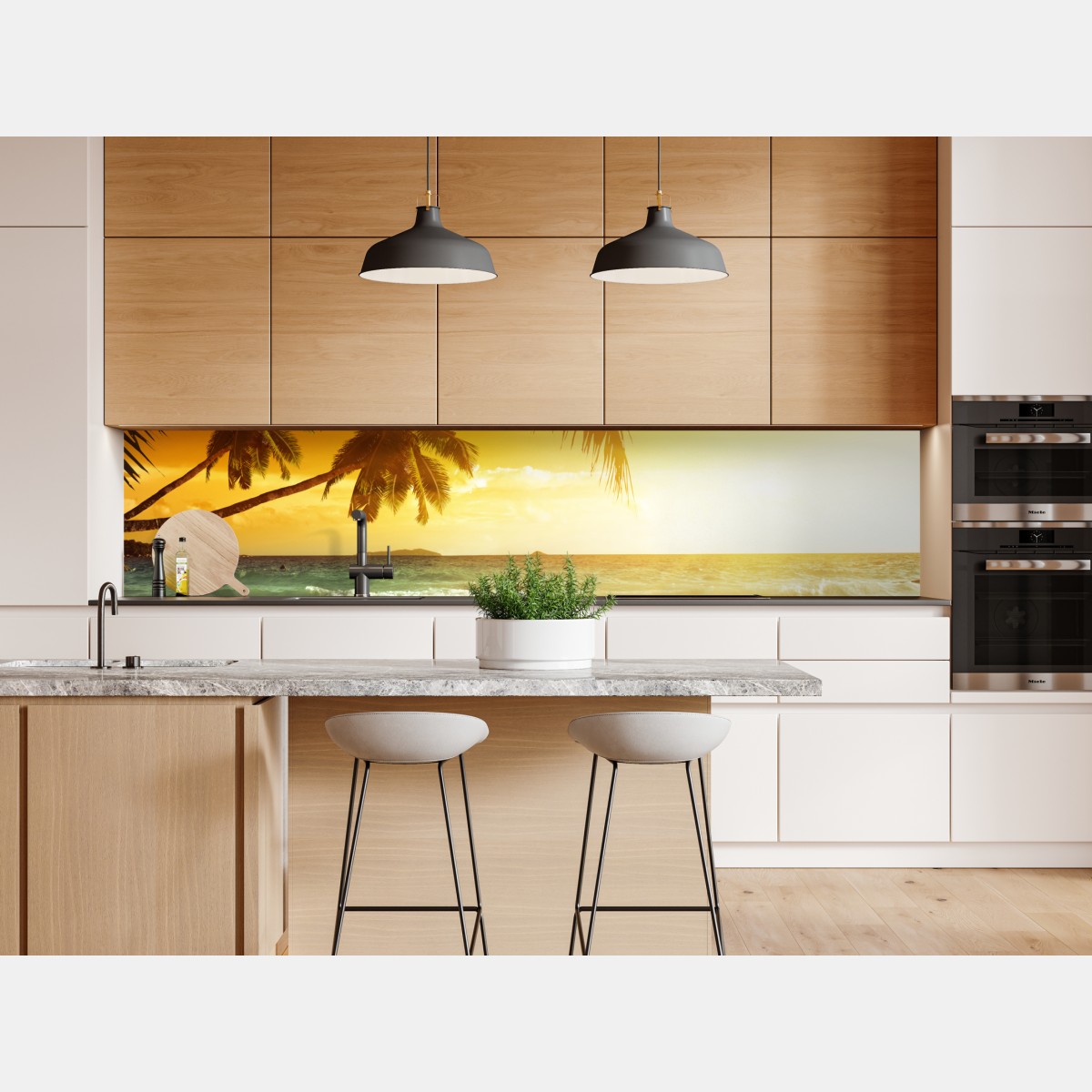 Repositionierbarer Aufkleber goldener sonnenuntergang an einem strand in der Karibik – Wallnifity® Repositionierbarer Aufkleber goldener sonnenuntergang an einem strand in der Karibik – Wallnifity®