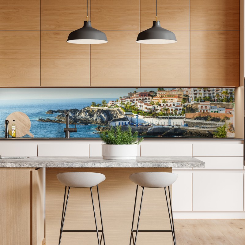Repositionierbarer Aufkleber sonniger Mittelmeerhafen – Wallnifity®