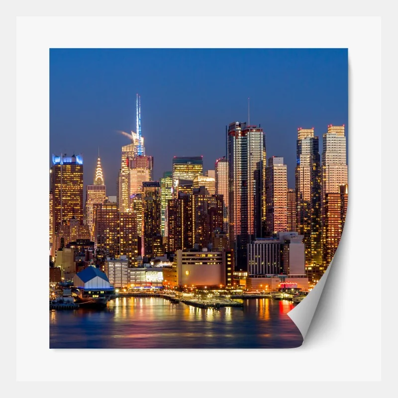 Repositionierbarer Aufkleber panorama von New York bei dämmerung