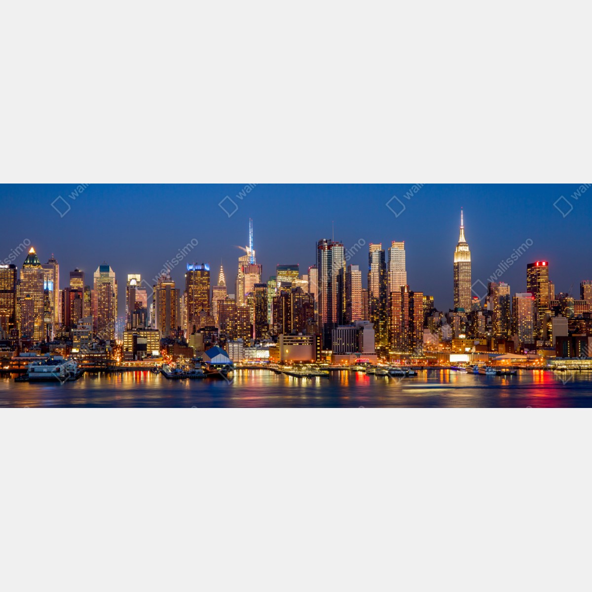 Repositionierbarer Aufkleber panorama von New York bei dämmerung – Wallnifity® Repositionierbarer Aufkleber panorama von New York bei dämmerung – Wallnifity®