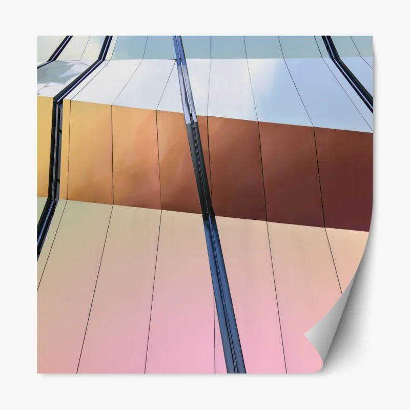 Repositionierbarer Aufkleber irisierende moderne fassade aus paneelen – Wallnifity® Repositionierbarer Aufkleber irisierende moderne fassade aus paneelen – Wallnifity®