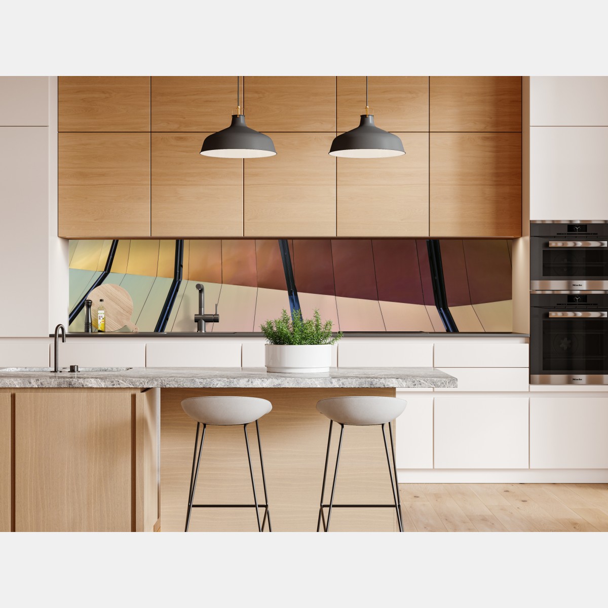 Repositionierbarer Aufkleber irisierende moderne fassade aus paneelen – Wallnifity® Repositionierbarer Aufkleber irisierende moderne fassade aus paneelen – Wallnifity®