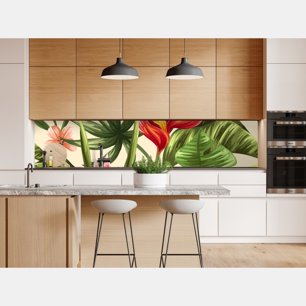 Repositionierbarer Aufkleber tropisches blumenmuster mit hibiskus und plumeria – Wallnifity® Repositionierbarer Aufkleber tropisches blumenmuster mit hibiskus und plumeria – Wallnifity®